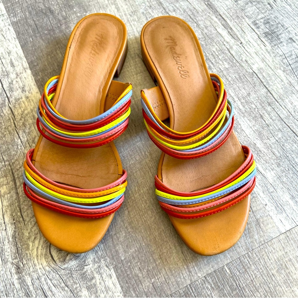 Madewell Micro Strap Rainbow Sandal Slide Slip On Leather 7